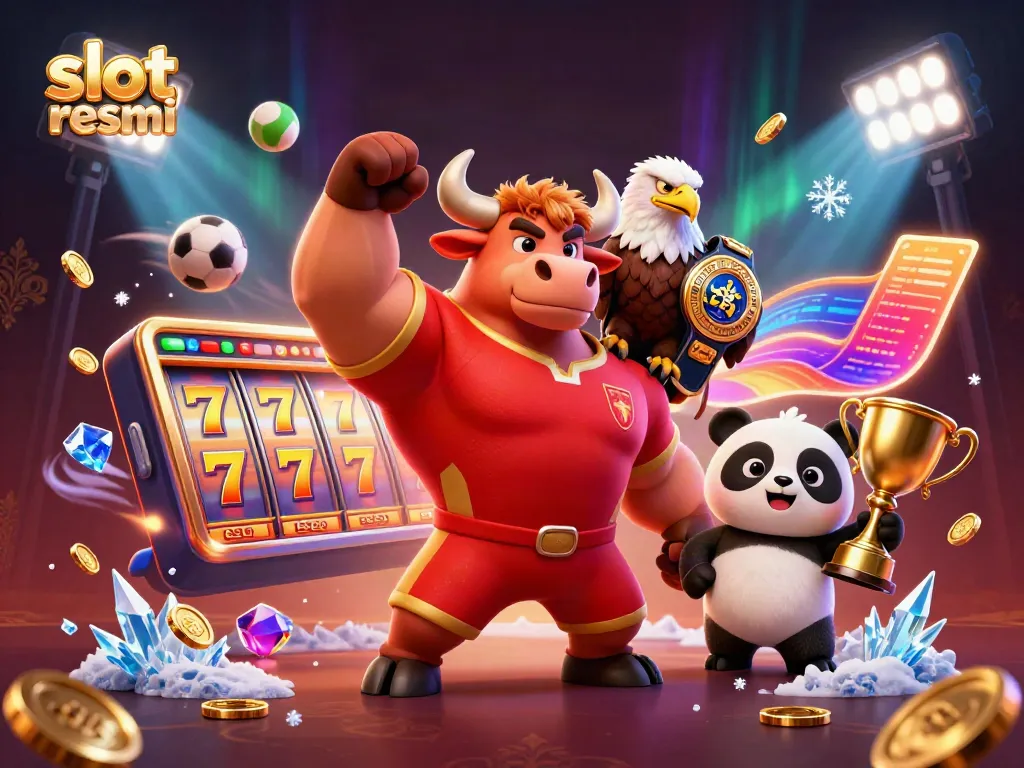 Celebrate big wins with slot resmi in this vibrant casino-themed illustration featuring a dynamic trio.