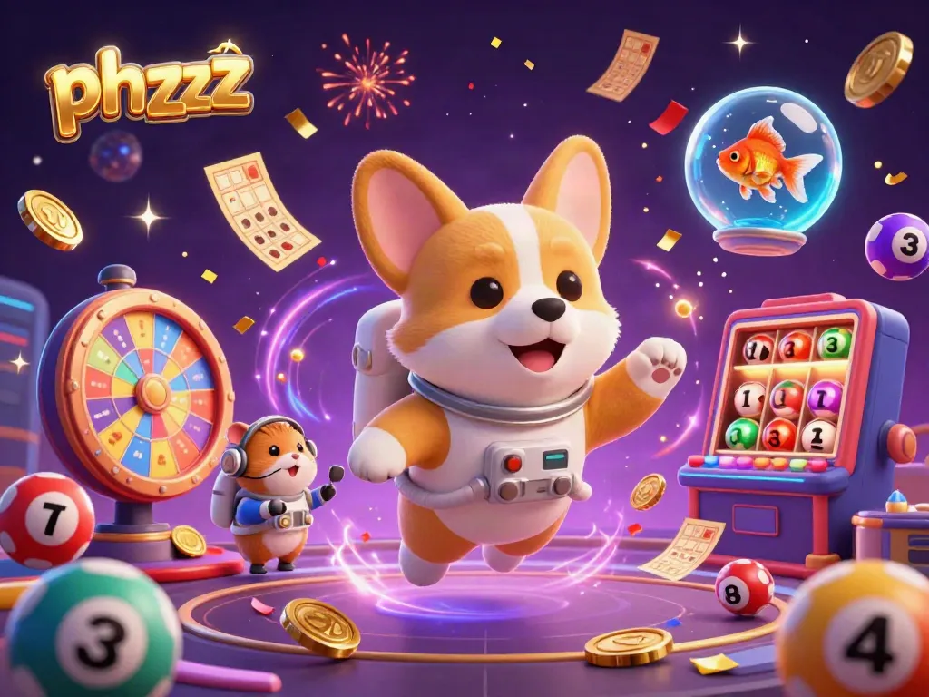 Engage in thrilling gaming action with phzzz in a vibrant space casino scene featuring playful characters and dynamic elements.