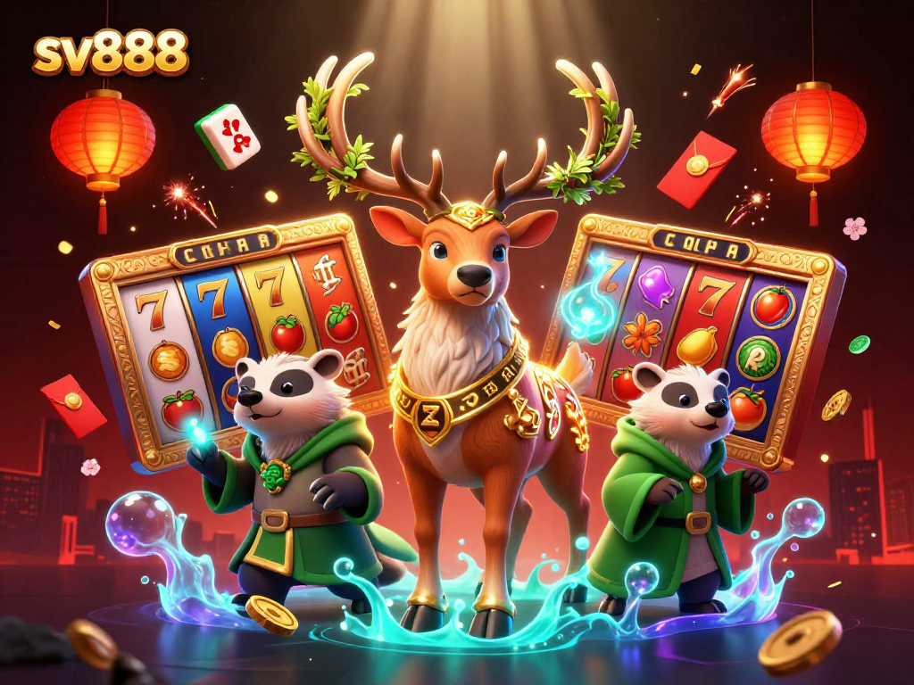Experience the excitement of sv888 with vibrant slot reels and magical characters in action.