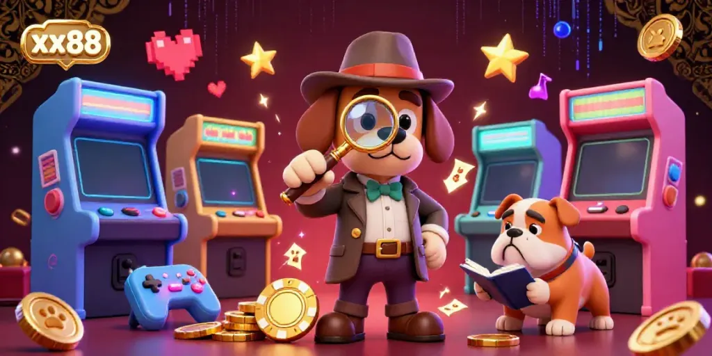 Experience xx88's exciting gambling adventure with colorful arcade elements and casino-themed characters.