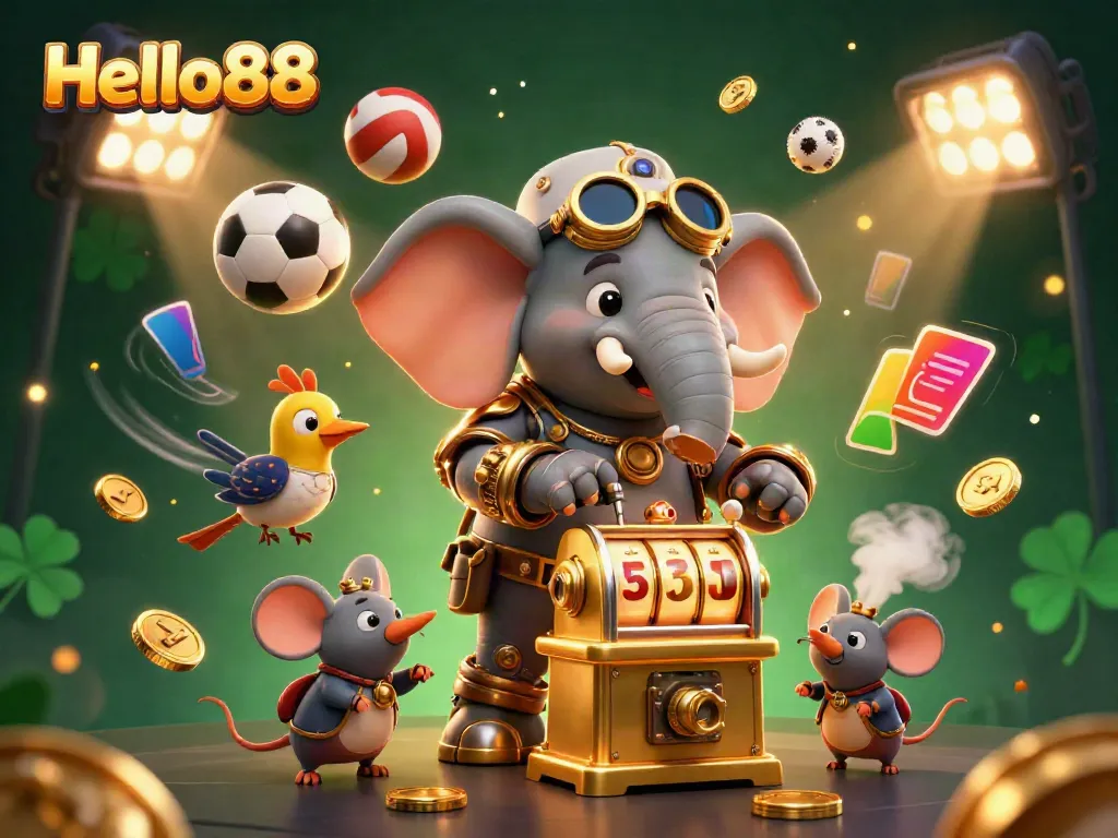 Experience the thrills of Hello88 with vibrant steampunk characters and exciting casino elements.