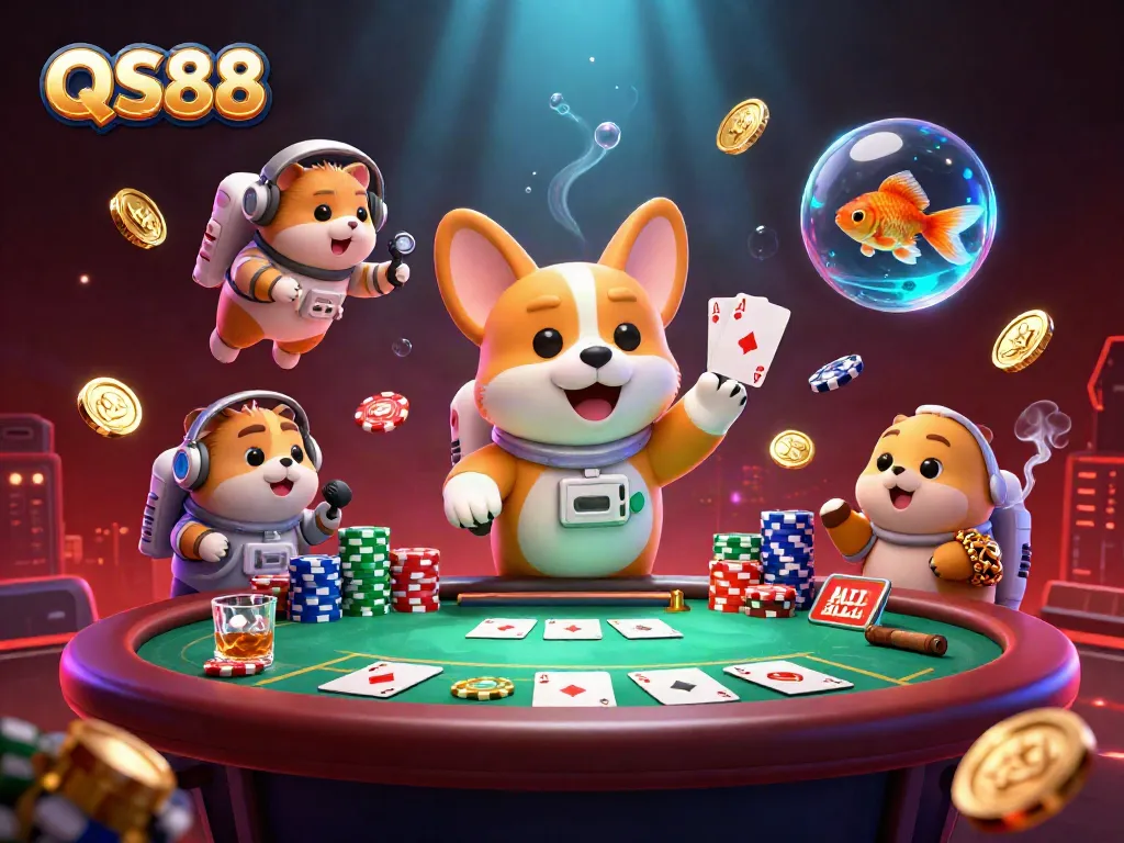 Experience exciting gaming action with QS88 in a vibrant space station casino.