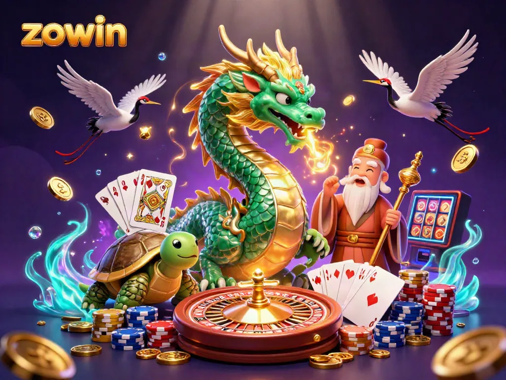 Experience thrilling wins with ZOWIN's vibrant casino adventure featuring dragons and slots.