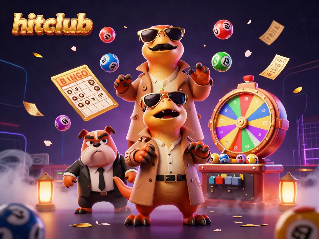 Experience the thrilling action at hitclubb with raptors in disguise entering a VIP lounge amidst lottery balls and prizes.