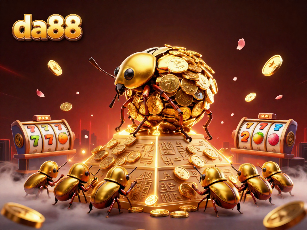 Experience thrilling gameplay at da88 with golden slot symbols and festive decorations.