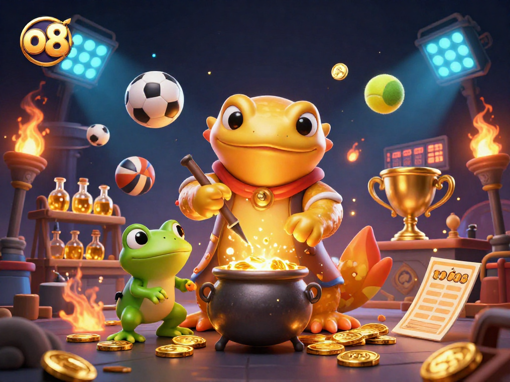 Experience thrilling gaming with o8, featuring a golden salamander and vibrant casino elements.