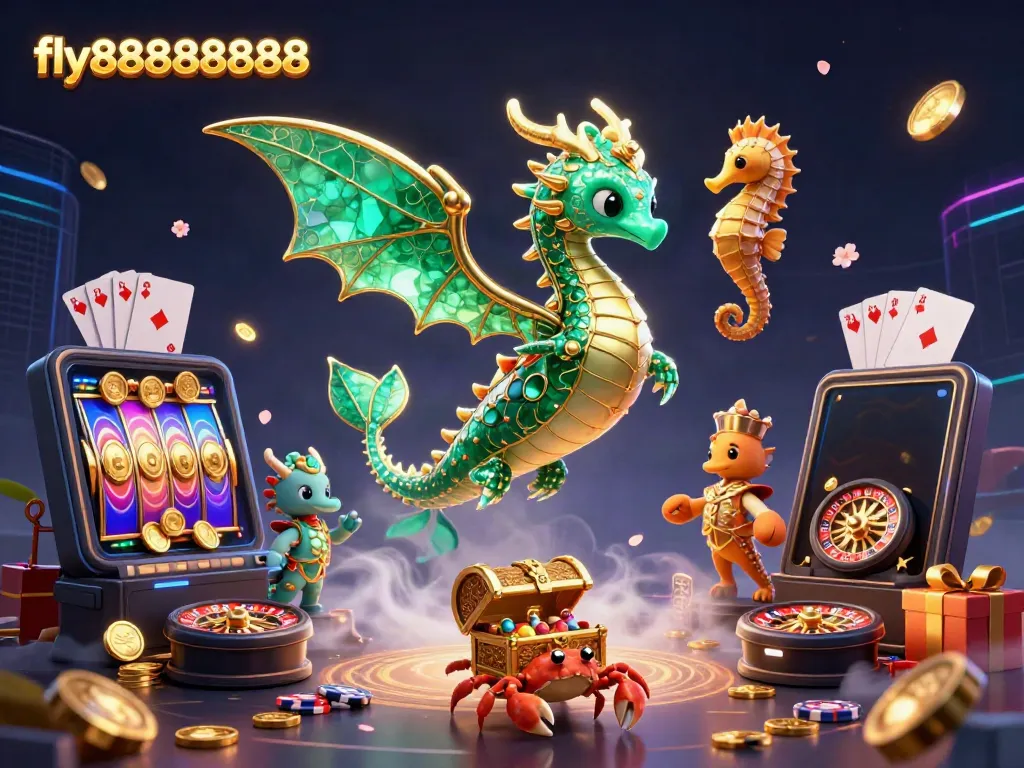 Experience the captivating world of fly88888888 with a vibrant sea dragon and dynamic gaming elements.