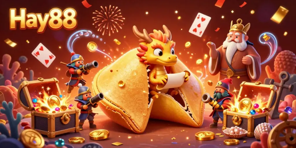 Engage in thrilling gaming experiences at Hay88 with golden treasures and cartoon characters.