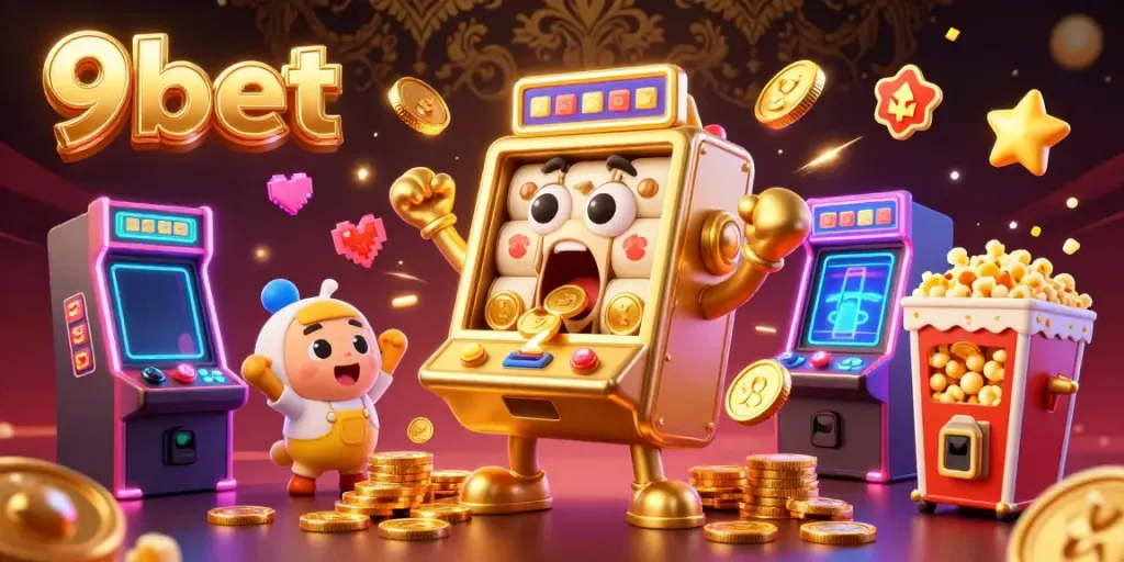 Celebrate your big wins with 9bet's lively casino scene, showcasing slot machines in action.