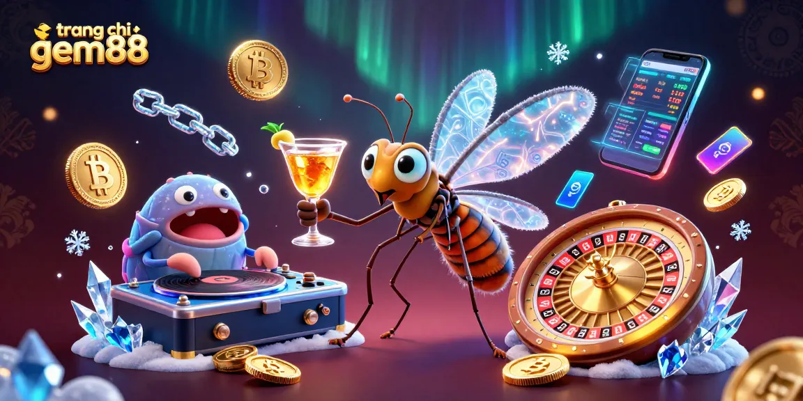 Experience the thrill of playing at trang chủ gem88 with vibrant 3D characters and crypto elements amidst a lavish casino setting.