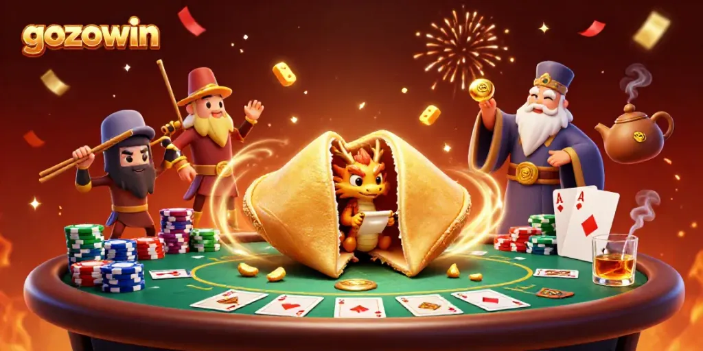 Engage in gaming excitement with gozowin as a golden fortune cookie reveals delight and adventure.