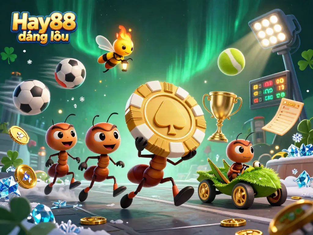 Experience the excitement of Hay88 đăng nhập with ants heisting a poker chip amidst dynamic casino action.