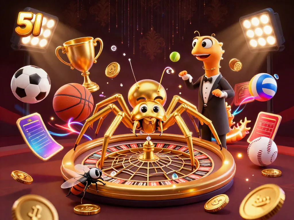 Experience the thrill of betting with 5jl at a vibrant casino where a golden spider spins roulette!