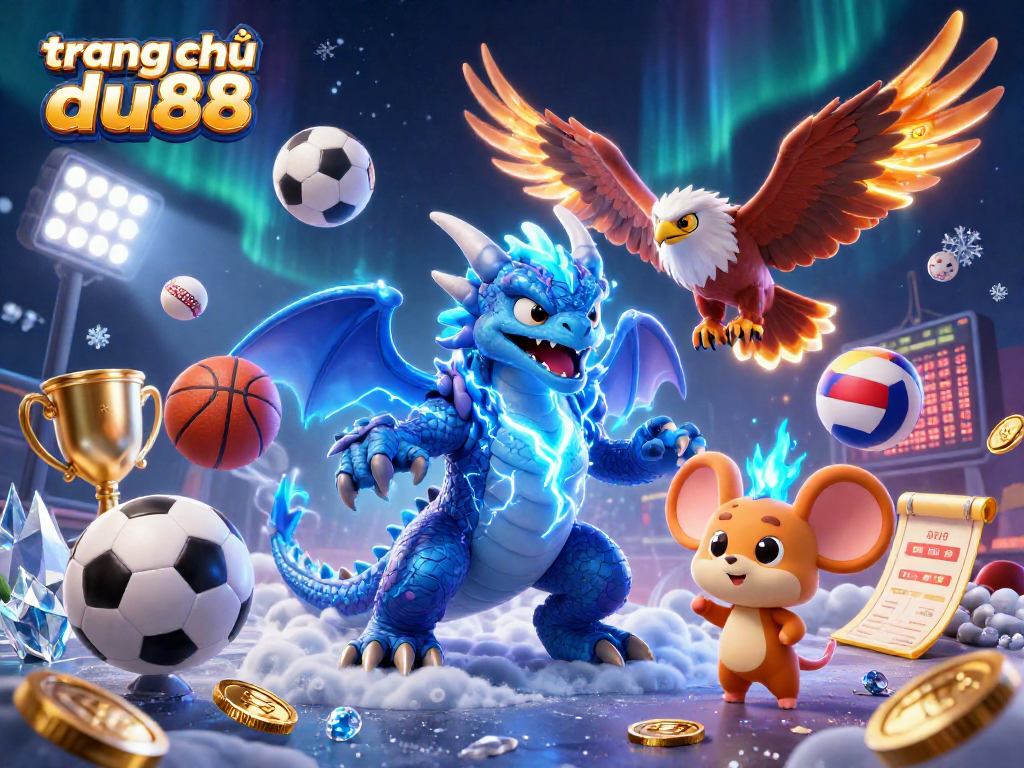 Experience the thrill of winning at trang chủ du88 with a vivid depiction of vibrant gaming and sports elements.