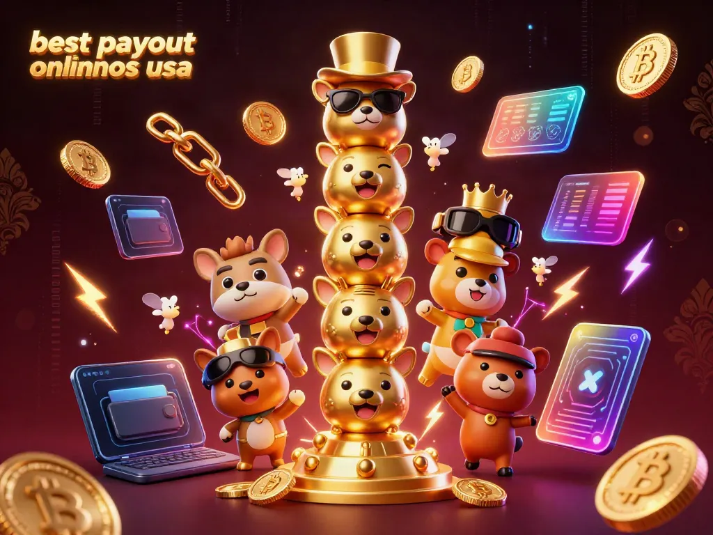 Discover best payout online casinos usa with vibrant 3D characters and crypto elements in an enchanted scene